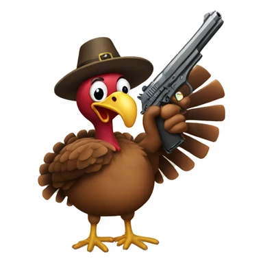 turkey holding a pistol sticker