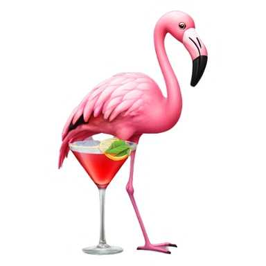 Christmas flamingo with a martini  sticker