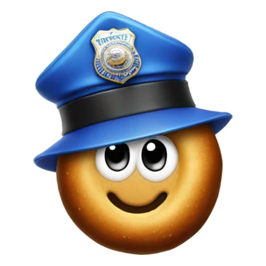 Donut wearing a police hat sticker