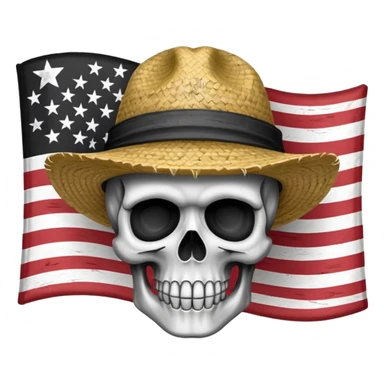 Fait moi un drapeau de tête de mort avec sur la tête un chapeau de paille sticker