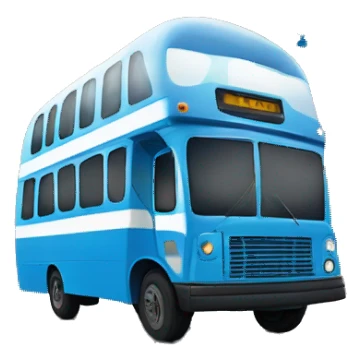 Bus bleu avec un gros ballon de montgolfière bleu et blanc sticker