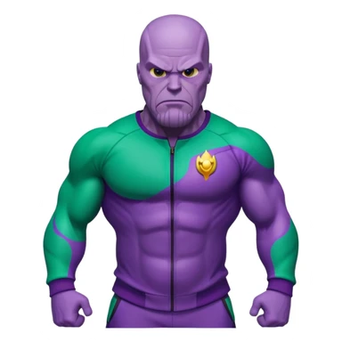 Thanos wearing a Squid Game green tracksuit sticker