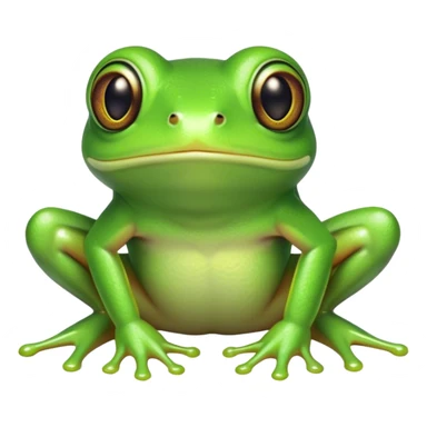 Cinematic Cute Green Tree Frog Portrait Emoji, Head tilted playfully and inquisitively, featuring a charmingly compact form with vivid green, slightly textured skin, prominent sticky toe pads, and round, sparkling eyes full of playful wonder, Simplified yet irresistibly adorable features, highly detailed, glowing with a warm, inviting jungle glow, high shine, affectionate and lively, stylized with a touch of tropical whimsy, soft glowing outline, capturing the essence of a mischievous yet loving frog that seems as if it could hop out of the screen into your arms! sticker