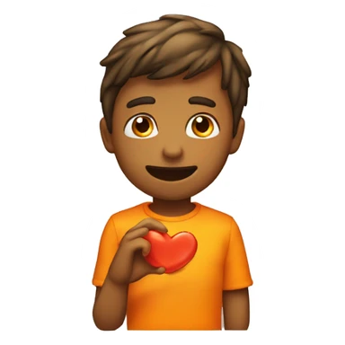 Emoji tirando un beso con corazón naranja sticker