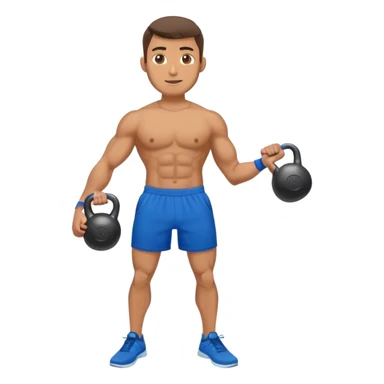 fit man with blue shorts holding kettlebell sticker