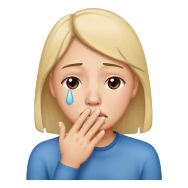 tears with hand on mouth sticker