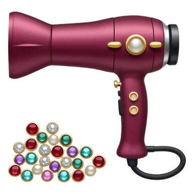 burgundy blow dryer covered in jewelry sticker