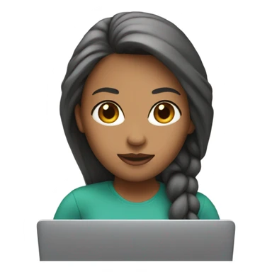 memoji of female with laptop in front sticker