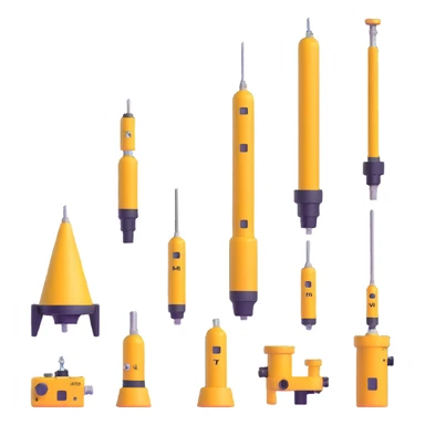 Collection of marine geology equipment including gravity corers, CTD sensors, and multi-beam sonar devices sticker