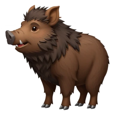 cute hairy boar, dark brown body, full body, side view sticker