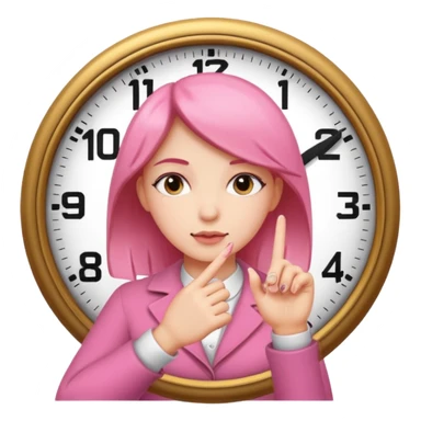 girl pinking her fingers next to her (the clock it trend) sticker