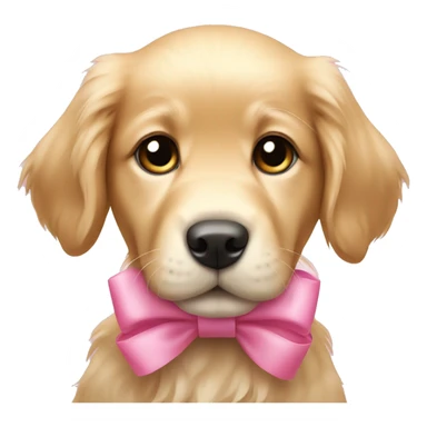Cute puppy golden retriever with a pink bow sticker
