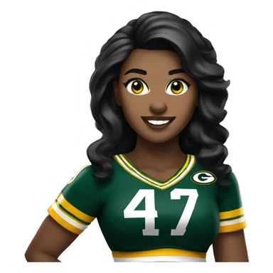 nfl glamourous cheerleader, black hair, Green Bay packer  sticker