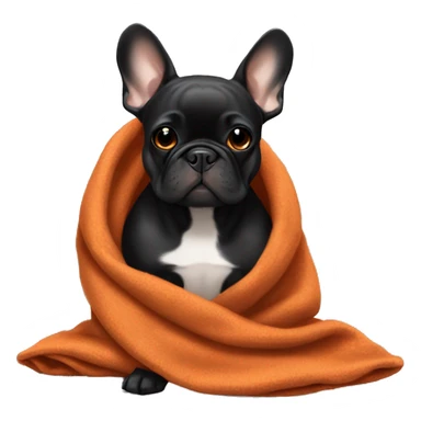 Black and tan frenchie with burnt orange blanket  sticker