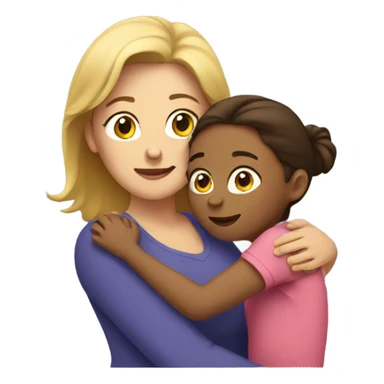 Mom and daughter hugging sticker