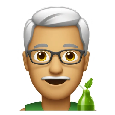 farmer with green juice sticker