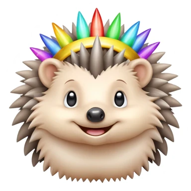 Hedgehog with cloud-like spikes and rainbow halo sticker