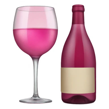 Pink wine bottle and wine glass sticker