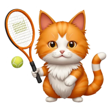 cat playing tennis sticker