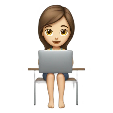 pretty programmer girl with brown hair working with MacBook sticker