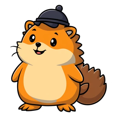 hedgehog taking off a hat sticker