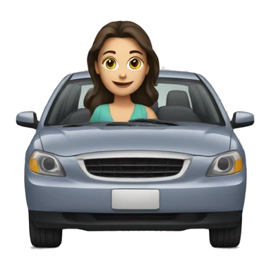 brunette girl in a car sticker