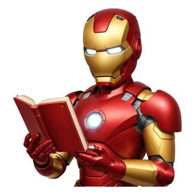 read book with iron man sticker