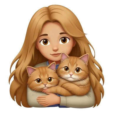 A long-haired girl hugs a British longhair cat tightly sticker