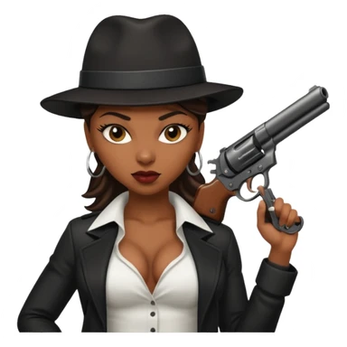 A sexy black female gangster with a gun sticker