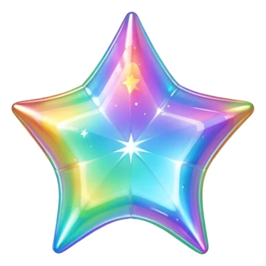vibrant holographic rainbow y2k aesthetic hollow glass star bubble  sticker