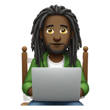 Black-guy-with-dreads-sitting-down-on-chair facing-foward-focused-on-laptop-computer- sticker