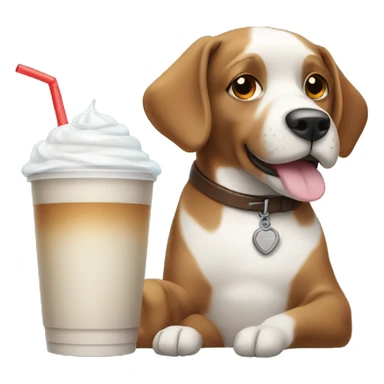 Dog holding Iced coffee with cold foam sticker