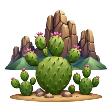 prickly pear cactus with mountains in background sticker