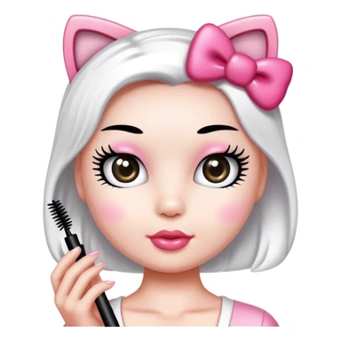  hello Kitty holding an eyelash mascara spoolie sticker