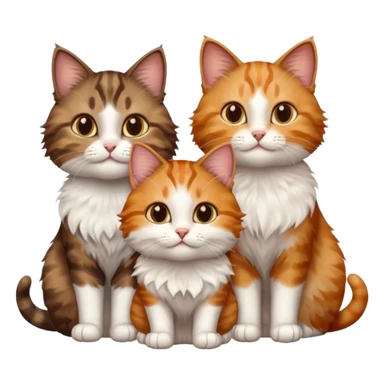 3 cats different colours including brown tabby and white, calico, and ginger and white sticker