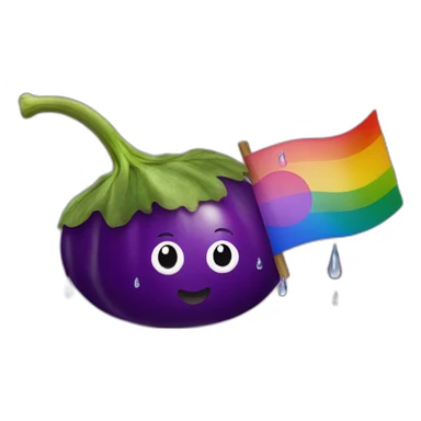 eggplant with water drops and lgbt flag  sticker
