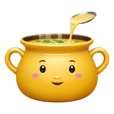yellow pot with soup sticker
