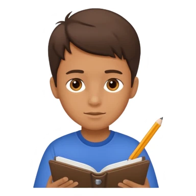 boy writing in a notebook sticker