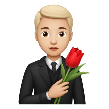 Guy in love with a girl with a tulip in his hand sticker