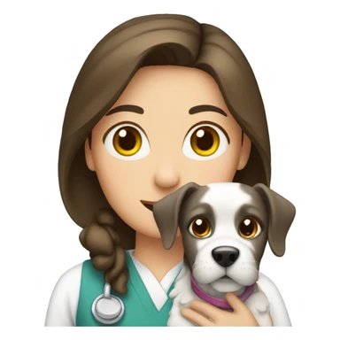 Brunette vet with cat and dog sticker