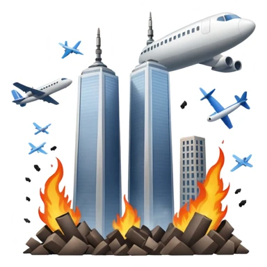 Twin towers being hit by plane  sticker