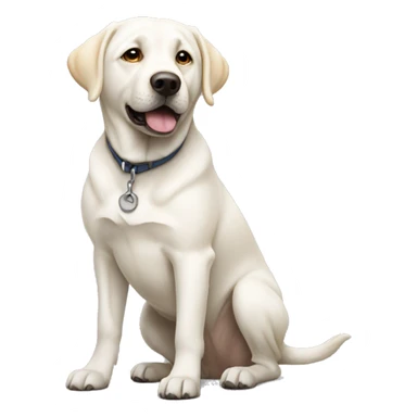 Make a white lab dog doing the gritty sticker