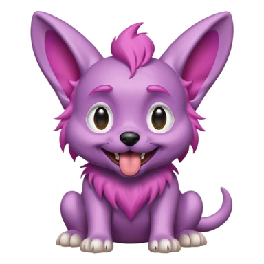 alien dog purple with pink hair very big folded ear and panting sticker