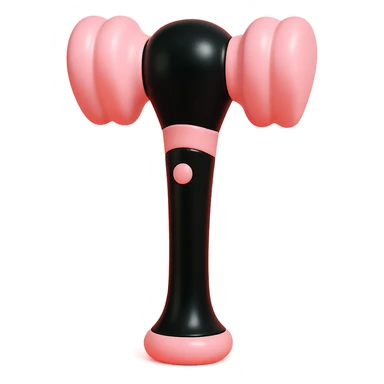 BLACKPINK-inspired gothic lightstick, no hearts, vinyl figure style, glossy and bold, black and pink color scheme sticker