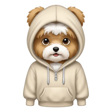 A bichon Yorkie wearing a hoodie sticker