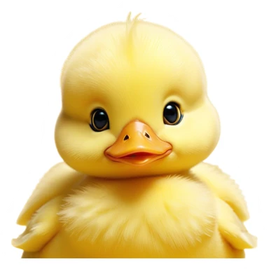 Cinematic Cute Yellow Baby Duck Portrait Emoji, Head tilted playfully and inquisitively, featuring a fluffy, vibrant yellow downy coat with a tiny delicate beak, round, sparkling eyes filled with curiosity, Simplified yet irresistibly adorable features, highly detailed, glowing with a warm, friendly glow, high shine, affectionate and spirited, stylized with a touch of playful whimsy, bright and endearing, soft glowing outline, capturing the essence of a mischievous yet loving duckling, so playful it feels like it could peep out of the screen and into your arms! sticker