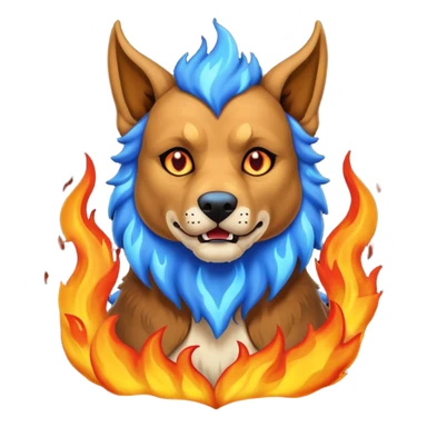 Cerberus, the hound of hades. Blue flames around. sticker