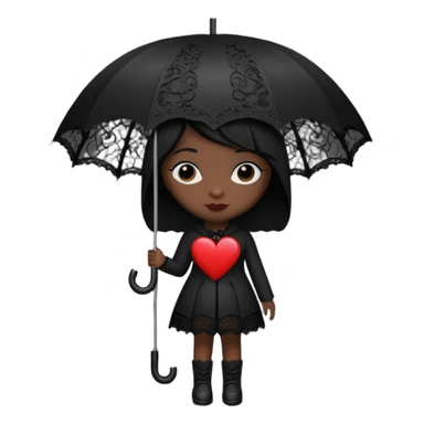goth themed heart with a black lace umbrella sticker