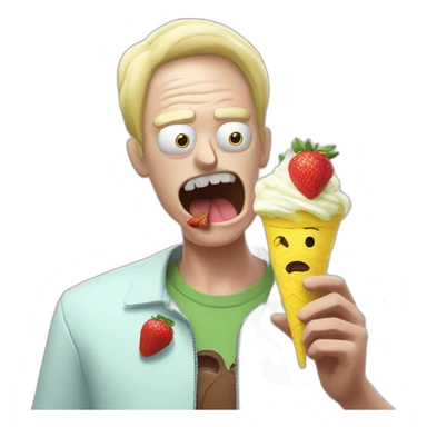  rick and morty eating a strawberry lemon gelato sticker