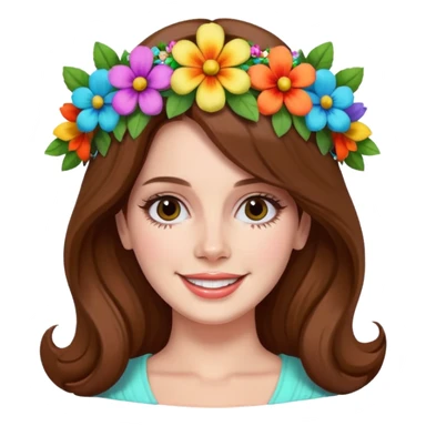 lana del rey with a colorful floral crown sticker